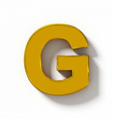 G harfi 3d altın beyaz gölge - ortogonal pr ile izole