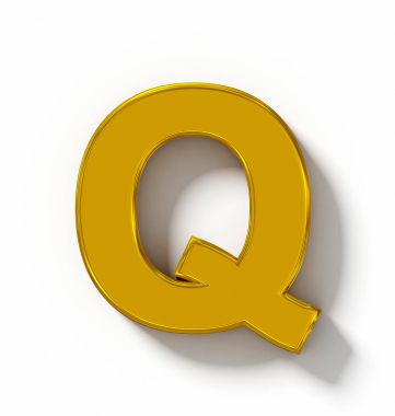 harf Q 3d altın beyaz gölge - ortogonal pr ile izole