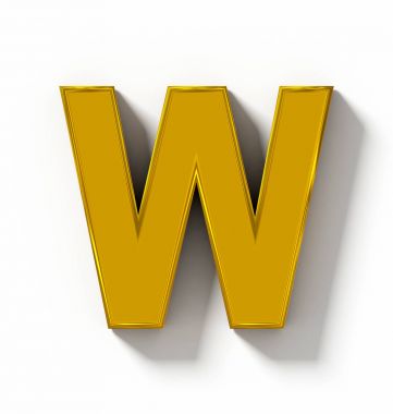 harf W 3d altın beyaz gölge - ortogonal pr ile izole