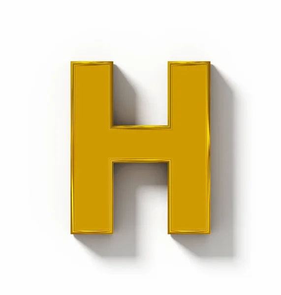 Buchstabe h 3d golden isoliert auf weiß mit Schatten - orthogonal pr — Stockfoto