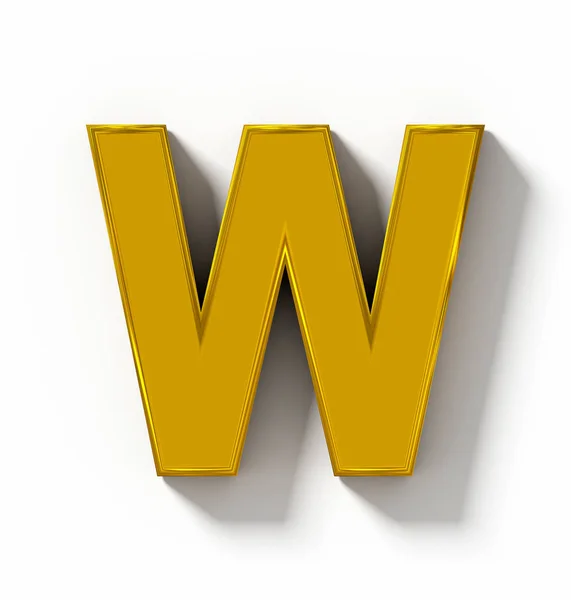 Písmeno W 3d zlatý izolované na bílém s shadow - ortogonální pr — Stock fotografie