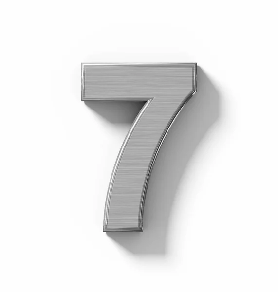 Nummer 7 3d metal geïsoleerd op wit met shadow - orthogonale pro — Stockfoto