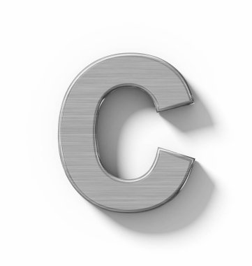 C harfi 3d metal üzerinde beyaz gölge - ortogonal pro ile izole