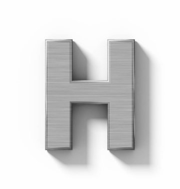 H harfi 3d metal üzerinde beyaz gölge - ortogonal pro ile izole