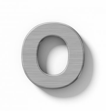 letter O 3D metal isolated on white with shadow - orthogonal pro clipart