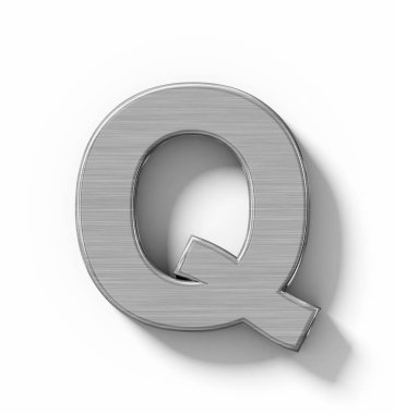 Beyaz Gölge - ortogonal pro ile izole harf Q 3d metal