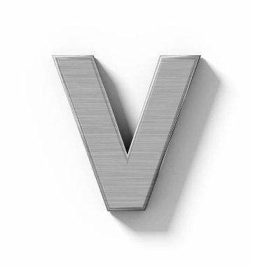 Beyaz Gölge - ortogonal pro ile izole harf V 3d metal