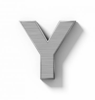 Y harfi 3d metal üzerinde beyaz gölge - ortogonal pro ile izole