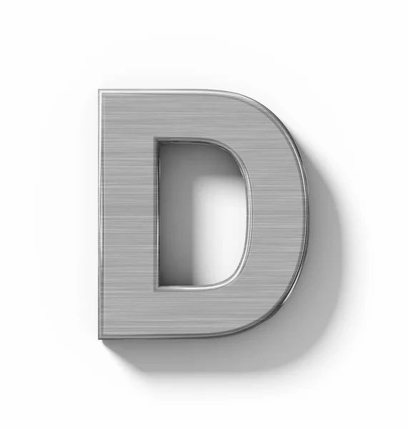 Letter D 3D metal isolated on white with shadow - orthogonal pro — Stock Photo, Image