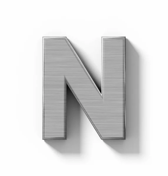 Letter N 3D metal isolated on white with shadow - orthogonal pro — Stock Photo, Image