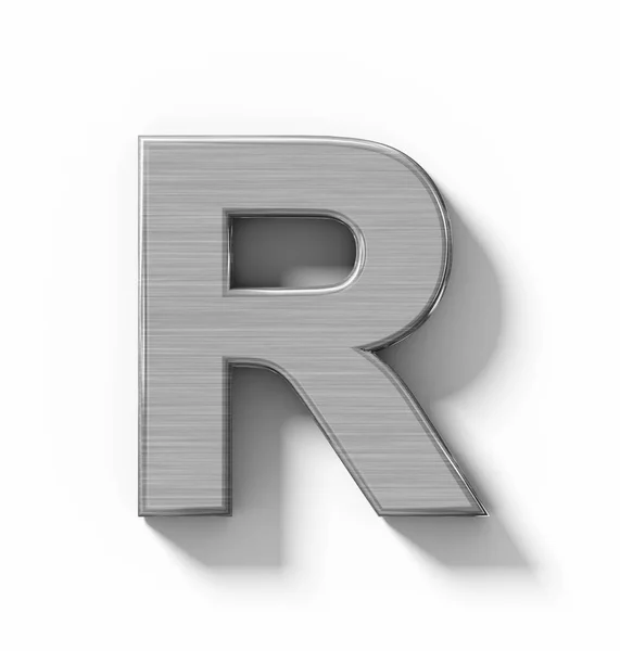 Letter R 3D metal isolated on white with shadow - orthogonal pro — Stock Photo, Image