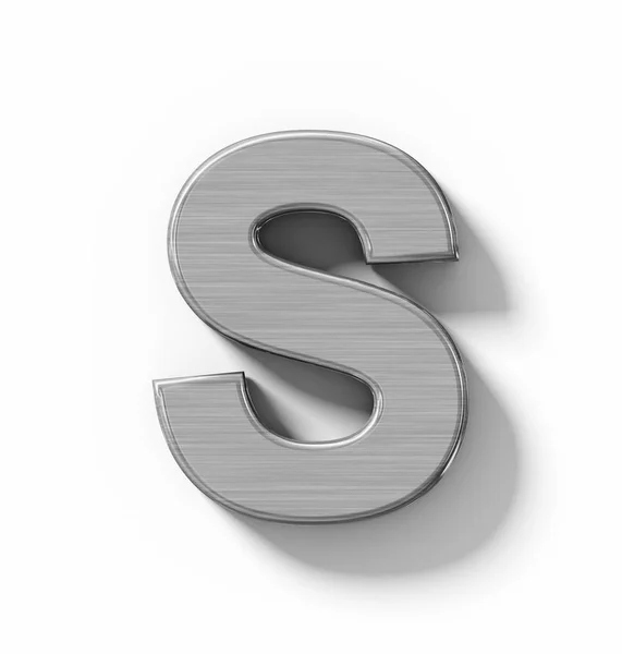 Letter S 3D metal isolated on white with shadow - orthogonal pro — Stock Photo, Image