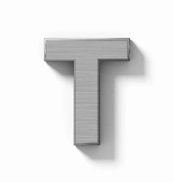 Letra T 3D metal aislado en blanco con sombra - ortogonal pro — Foto de Stock