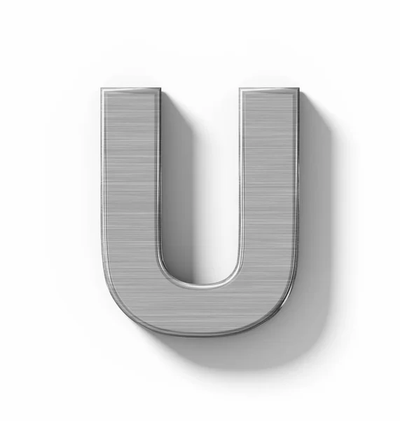 Letter U 3D metal isolated on white with shadow - orthogonal pro — Stock Photo, Image