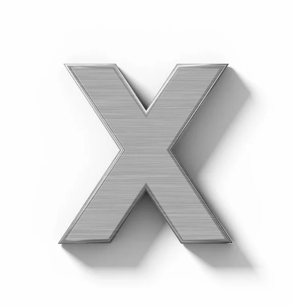 Letra X metal 3D isolado em branco com sombra ortogonal pro — Fotografia de Stock