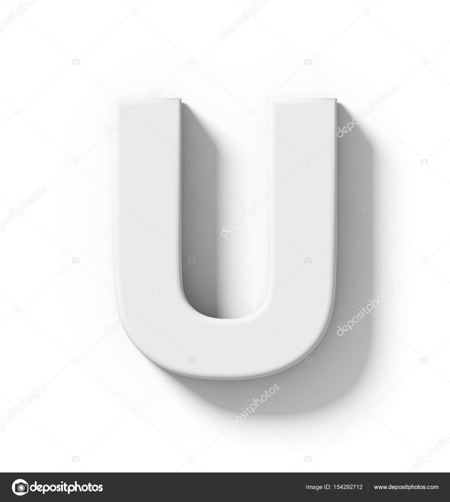 Letter U 3D white isolated on white with shadow - orthogonal pro — Stock  Photo © 3dvlaa #154292712, image size:1524x1700