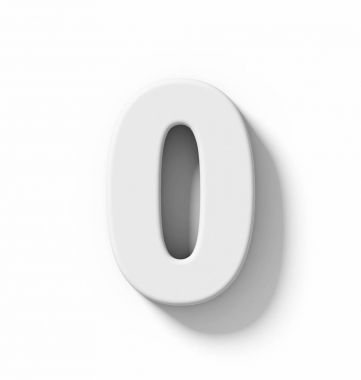 sayı 0 beyaz gölge - ortogonal pro ile izole 3d beyaz