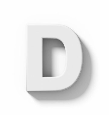 D harfi 3d beyaz beyaz gölge - ortogonal pro ile izole