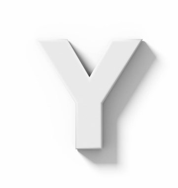 Y harfi 3d beyaz beyaz gölge - ortogonal pro ile izole