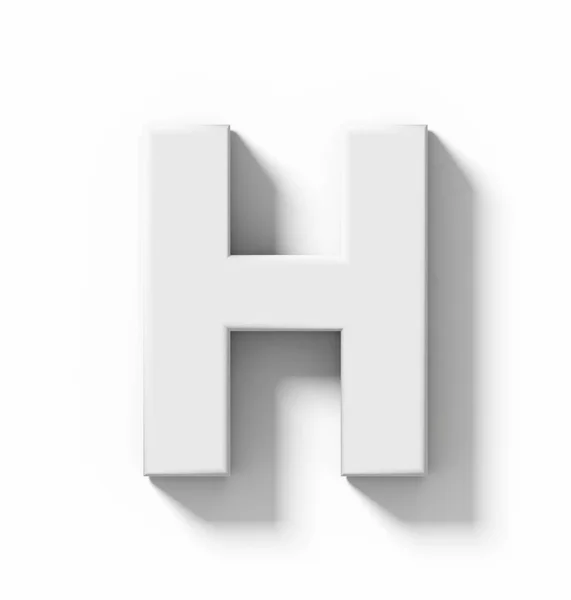 Buchstabe h 3d weiß isoliert auf weiß mit Schatten - orthogonal pro — Stockfoto