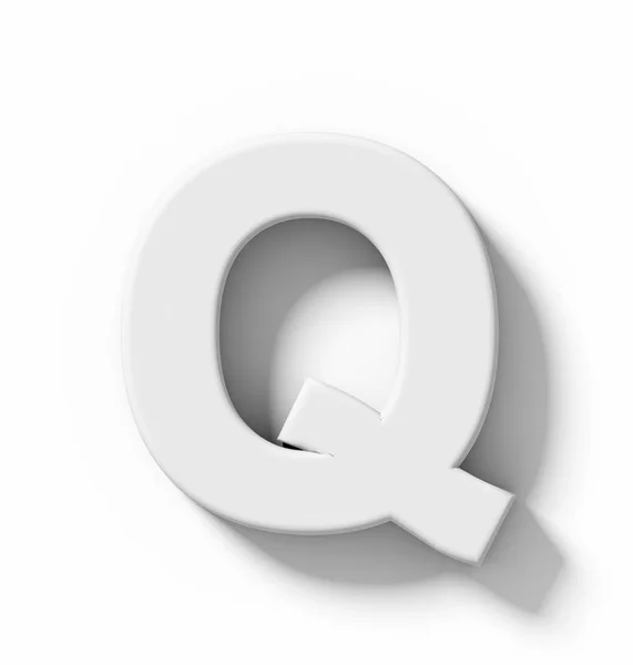 Letter Q 3D white isolated on white with shadow - orthogonal pro — Stock Photo, Image