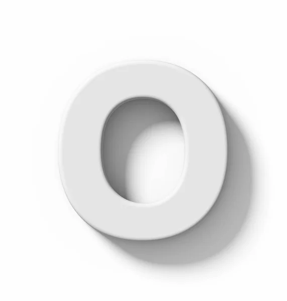 Lettera O 3D bianco isolato su bianco con ombra - pro ortogonale — Foto Stock