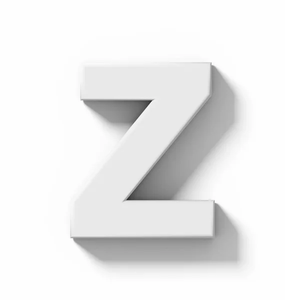 Z harfi 3d beyaz beyaz gölge - ortogonal pro ile izole — Stok fotoğraf