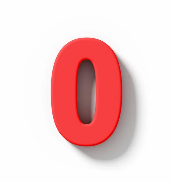 Αριθμός 0 3d κόκκινο απομονωθεί σε λευκό με σκιά - ορθογώνια έρ — Φωτογραφία Αρχείου