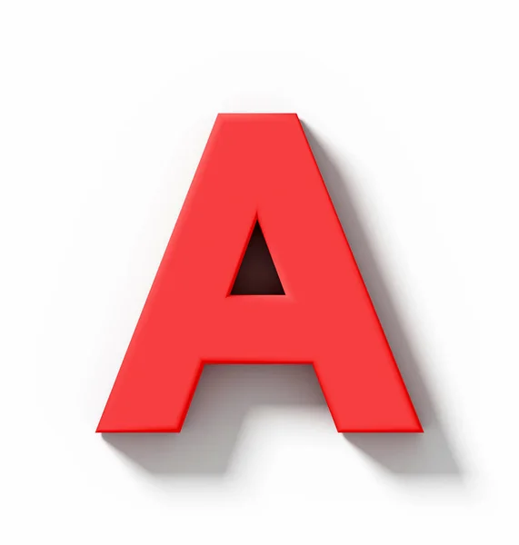 Buchstabe a 3d rot isoliert auf weiß mit Schatten - orthogonales Proje — Stockfoto