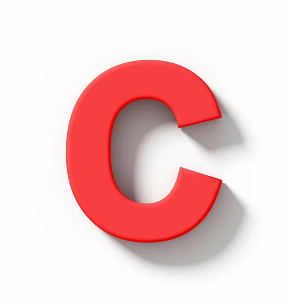 Letra C vermelho 3D isolado no branco com sombra - proje ortogonal — Fotografia de Stock