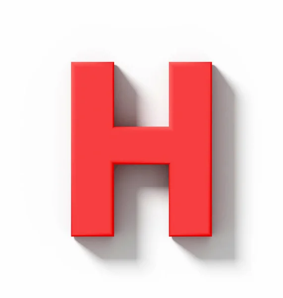Letter H 3D red isolated on white with shadow - orthogonal proje — Stock Photo, Image