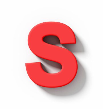 S harfi 3d kırmızı beyaz gölge - ortogonal proje ile izole
