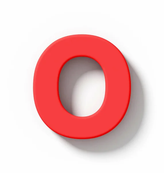 Lettera O 3D rosso isolato su bianco con ombra - proje ortogonale — Foto Stock