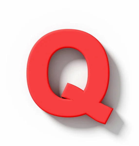 3d κόκκινο γράμμα Q απομονωθεί σε λευκό με σκιά - ορθογώνια έρ — Φωτογραφία Αρχείου