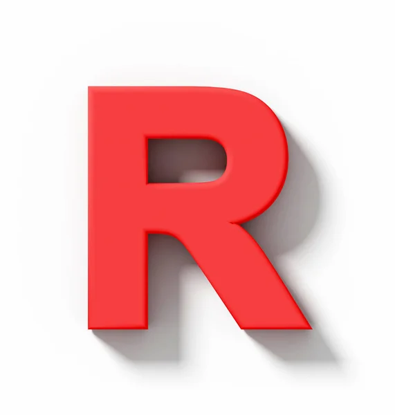 Letter R 3D red isolated on white with shadow - orthogonal proje — Stock Photo, Image