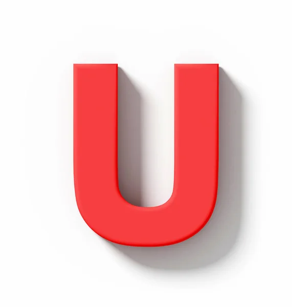 Lettre U rouge 3D isolé sur blanc avec ombre - proje orthogonal — Photo