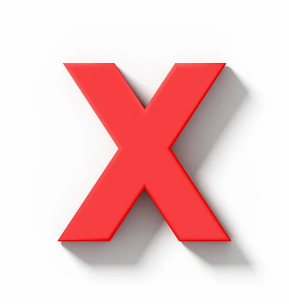 Επιστολή X 3d κόκκινο απομονωθεί σε λευκό με σκιά - ορθογώνια έρ — Φωτογραφία Αρχείου