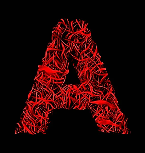 A harfi kırmızı sanatsal fiber kafes tarzı siyah izole