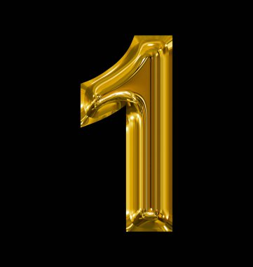 parlak altın izole üzerinde siyah yuvarlanan sayı 1