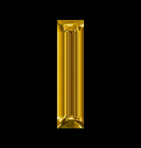 Letter I rounded shiny golden isolated on black — Stock Photo, Image