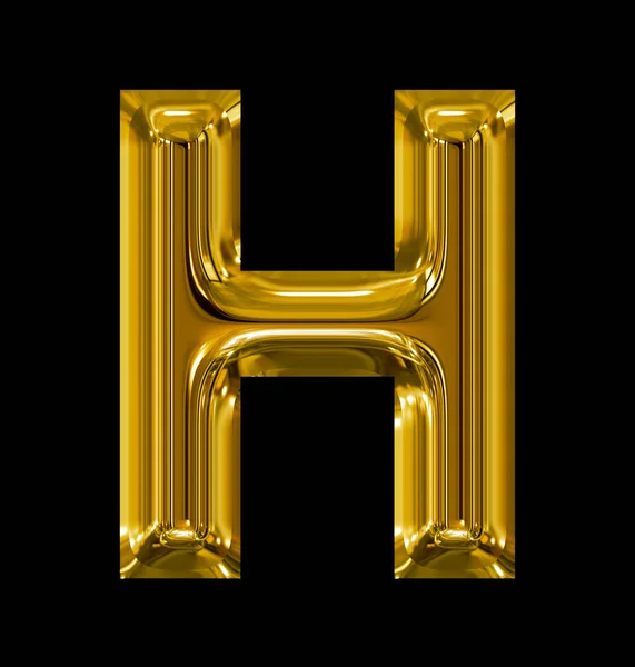 Letter H rounded shiny golden isolated on black — Stock Photo, Image