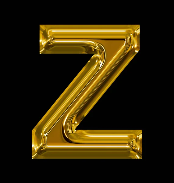 Letra Z arredondado dourado brilhante isolado em preto — Fotografia de Stock