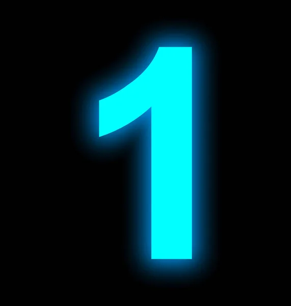 Number 1 neon light full isolated on black — Stock Photo, Image