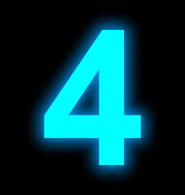 4 neon siyah izole ışık tam sayı