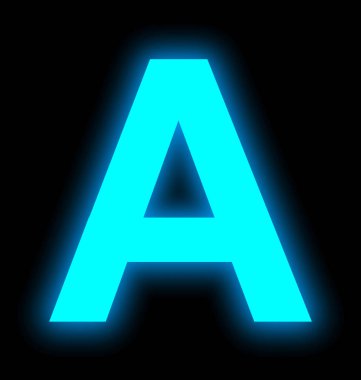 Bir neon ışık tam siyah izole mektup