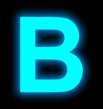 B harfi neon ışık tam siyah izole