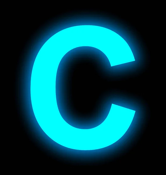 Letter C neon light full isolated on black — Stock Photo, Image