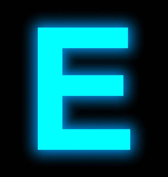 字母 E 霓虹灯完全孤立在黑色 — 图库照片