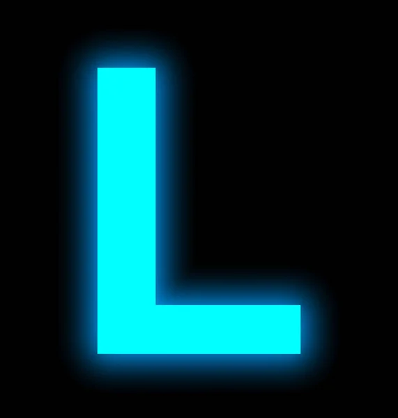 Lettera L luce al neon completamente isolata su nero — Foto Stock