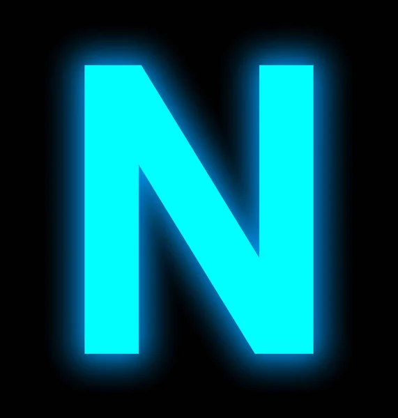 Letter N neon light full isolated on black — Stock Photo, Image